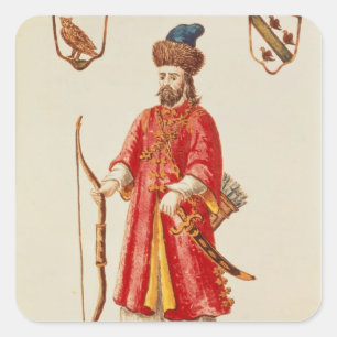 Marco Polo klädd i Tartar Costume Fyrkantigt Klistermärke