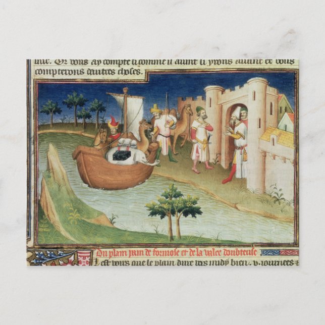 Marco Polo med elefanter och kameror som anländer Vykort (Framsida)