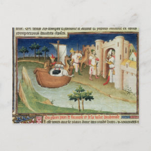 Marco Polo med elefanter och kameror som anländer Vykort
