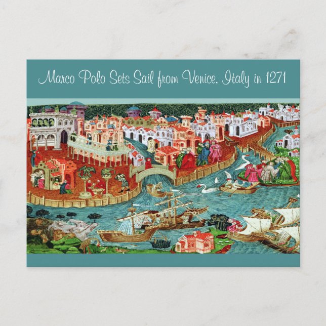 Marco Polo Sets Sail Postcard Vykort (Framsida)
