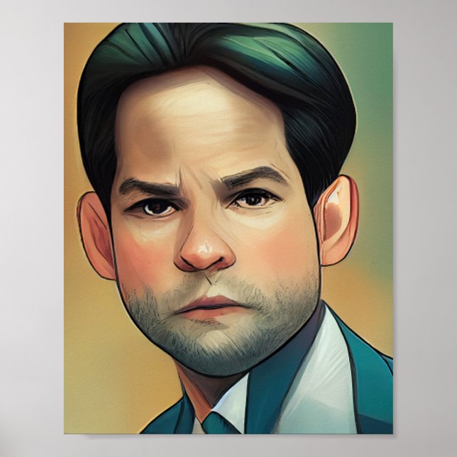 Marco Rubio Tecknad Stil Poster (Framsidan)