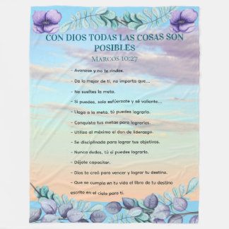 Marcos 10:27 Con Dios Todo Posible Fondo Azul Lila Fleecefilt