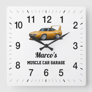 Marco's Muscle Car Garage Fyrkantig Klocka