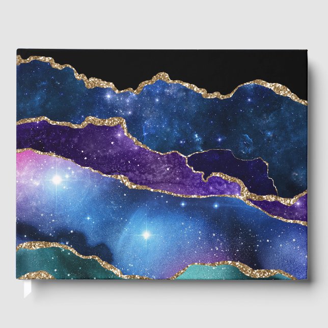 Marcular Agate Stone Galaxy Sparkly Shining Stars Gästböcker (Framsida)