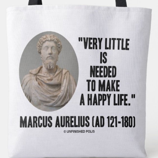 Marcus Aurelius - det behövs inte så mycket för at Tygkasse (Inspirational tote bag featuring words of wisdom by Marcus Aurelius)
