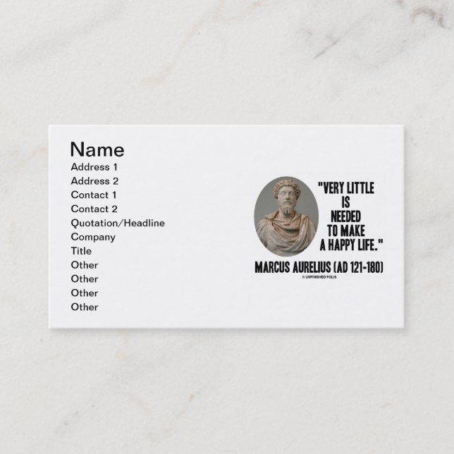 Marcus Aurelius - det behövs inte så mycket för at Visitkort (Framsida)