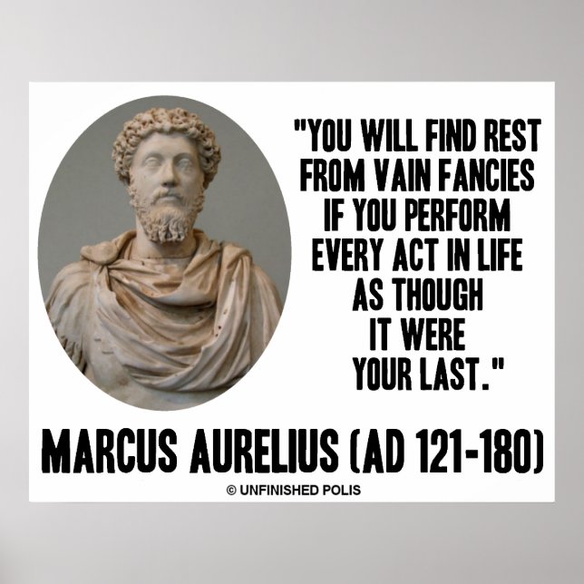 Marcus Aurelius Hitta vila från Vain Finare citat Poster (Framsidan)