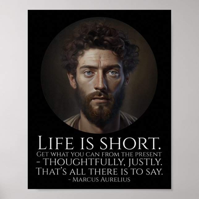 Marcus Aurelius - Livet är Kort - Stoic Philosophy Poster (Framsidan)