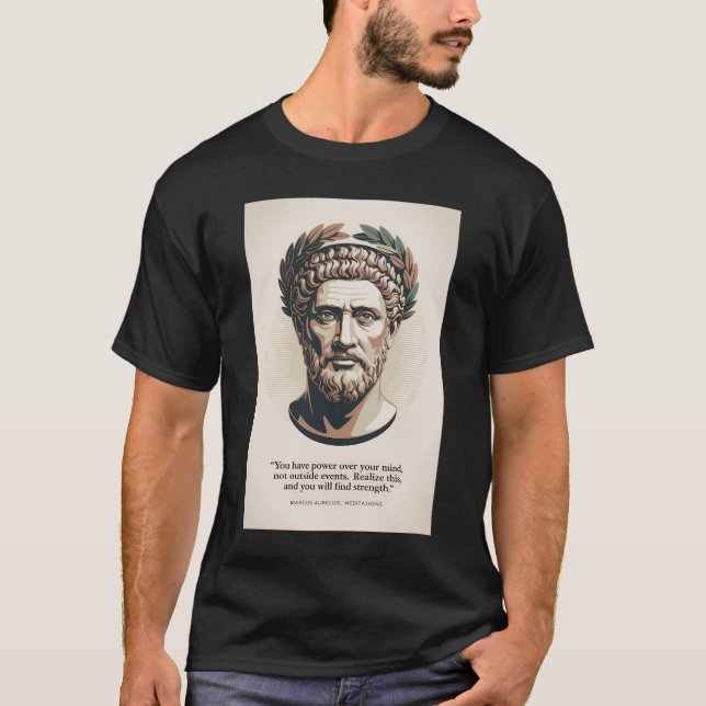 Marcus Aurelius Meditations Quote Illustration Art T Shirt (Framsida)