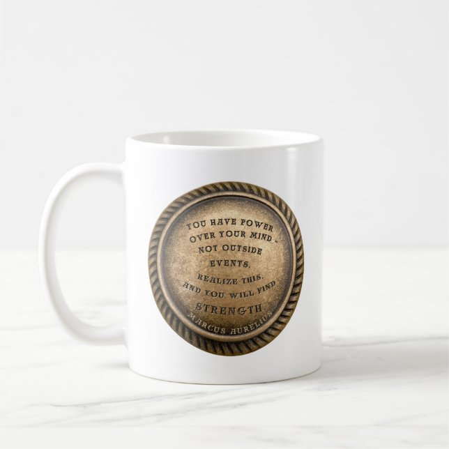 Marcus Aurelius Quote Hur man hittar styrka Kaffemugg (Vänster)