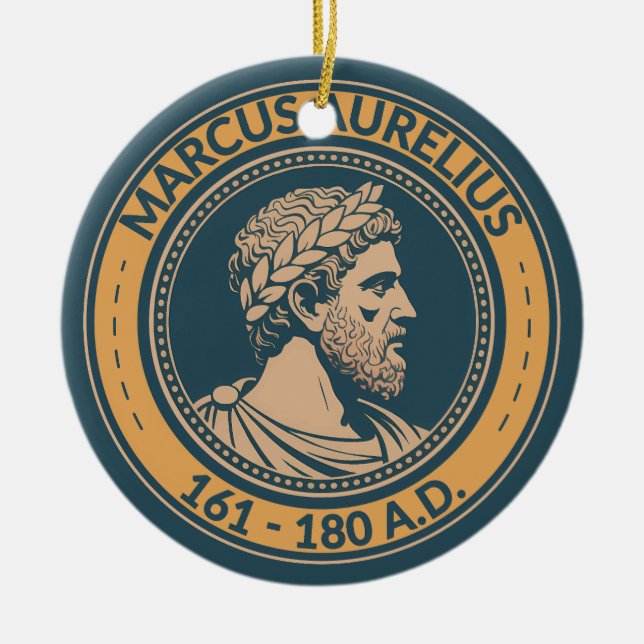 Marcus Aurelius Roman Emperor Illustration Badge Julgransprydnad Keramik (Framsidan)