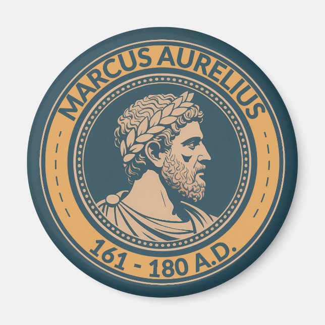 Marcus Aurelius Roman Emperor Illustration Badge Magnet (Framsidan)
