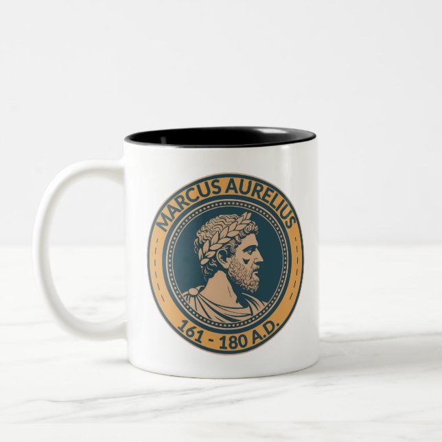 Marcus Aurelius Roman Emperor Illustration Badge Två-Tonad Mugg (Vänster)