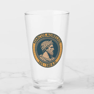 Marcus Aurelius Romersk Kejsare Illustration Badge Glaskopp