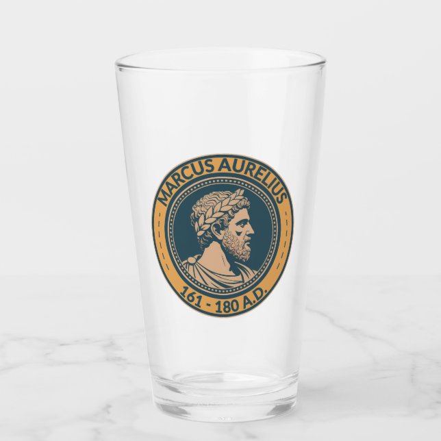 Marcus Aurelius Romersk Kejsare Illustration Badge Glaskopp (Framsida)