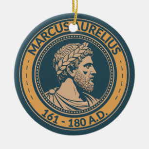 Marcus Aurelius romersk kejsare Illustration Badge Julgransprydnad Keramik
