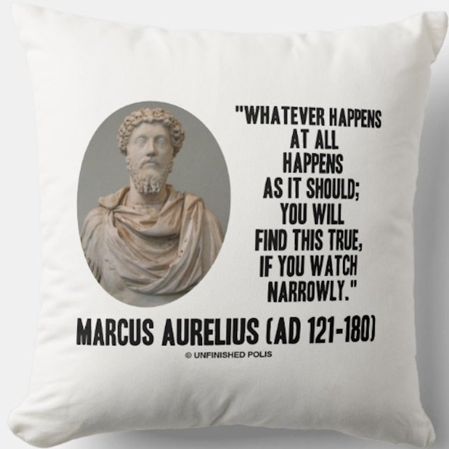 Marcus Aurelius Spelar ingen roll händer vid alla  Kudde (Throw pillow featuring timeless words of wisdom by Roman emperor & Stoic philosopher Marcus Aurelius)