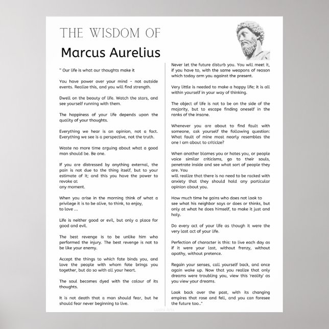 Marcus Aurelius Stoic Meditations. Wisdom of Poster (Framsidan)