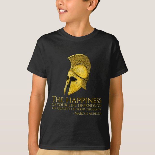 Marcus Aurelius Stoic Quote on Happness - Roman Ph T Shirt (Framsida)