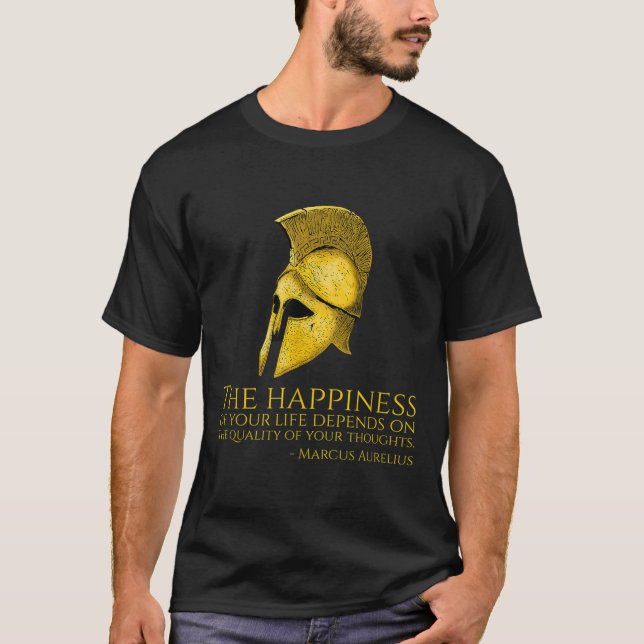 Marcus Aurelius Stoic Quote on Happness - Roman Ph T Shirt (Framsida)