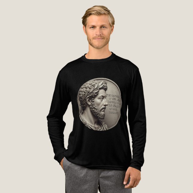Marcus Aurelius Stoic Quote Sweatshirt T Shirt (Hel framsida)
