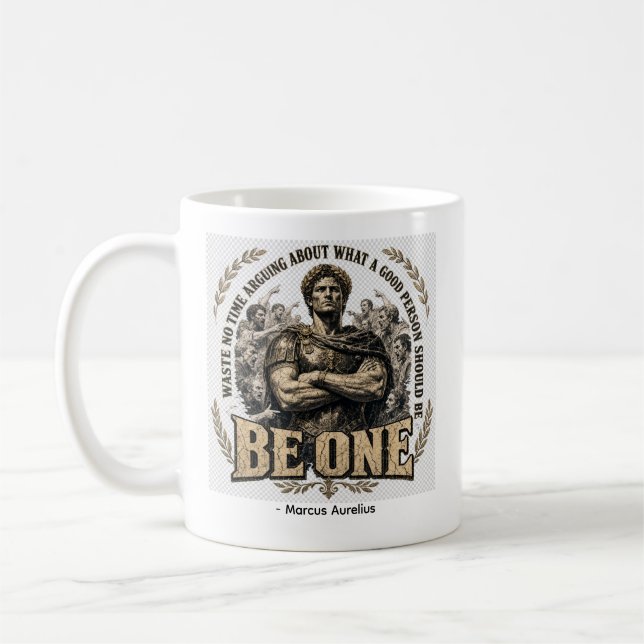 Marcus Aurelius 'Var En' Citat  Kaffemugg (Vänster)
