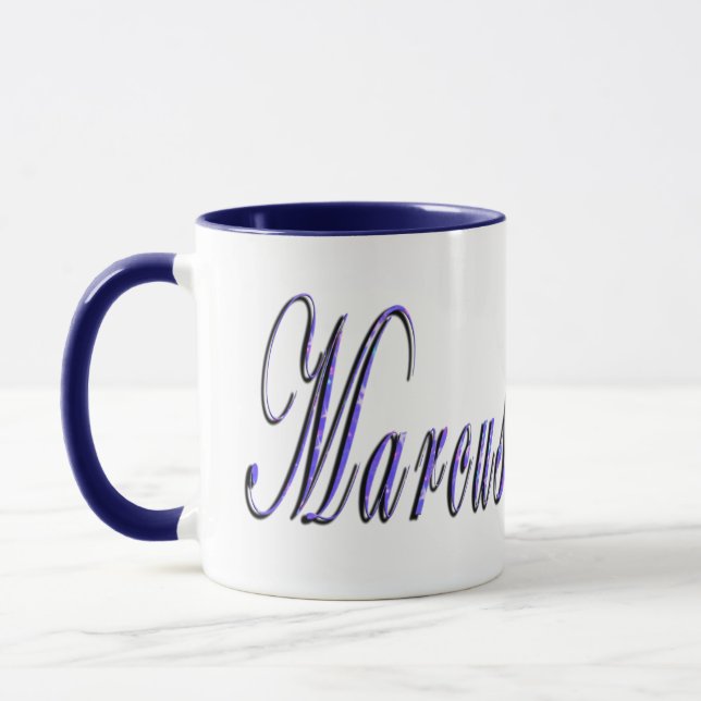 Marcus, Namn, Logotyp, Blue Combo Coffee Mugg. Mugg (Vänster)