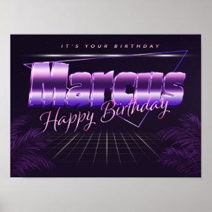 Marcus Namn Vorname lila retro Poster Geburtstag