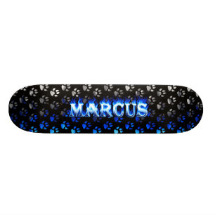 Marcus skateboardblått avfyrar och flammar design mini skateboard bräda 18,5 cm