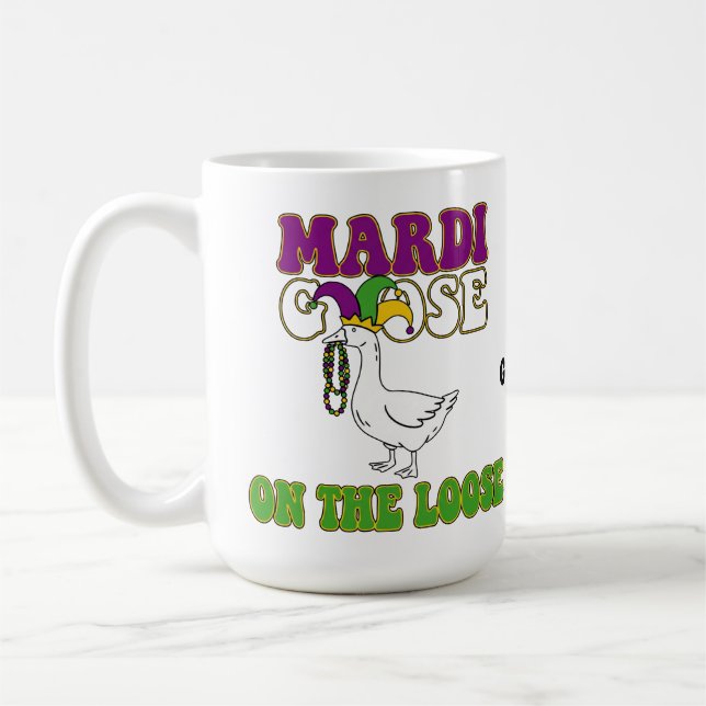 Mardi Goose On The Loose Funny Fat Tuesday Design Kaffemugg (Vänster)