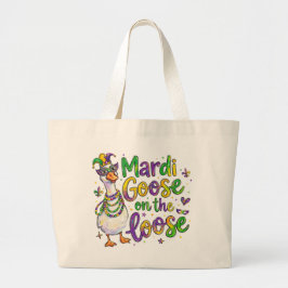 Mardi Goose Tote Bag – Funny Animal Mardi Gras Car Jumbo Tygkasse