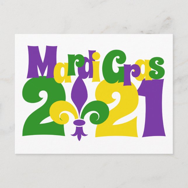 Mardi Gras 2021 fleur-de-lis Vykort (Framsida)