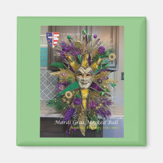 Mardi Gras 2021 Mask Boll minnesmagnet Magnet