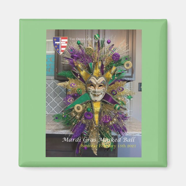 Mardi Gras 2021 Mask Boll minnesmagnet Magnet (Framsidan)