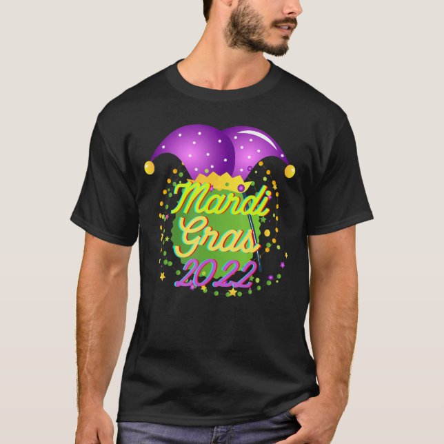Mardi Gras 2022 Jester Hat T Shirt (Framsida)