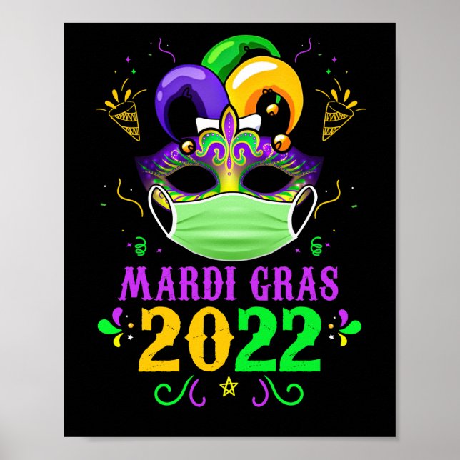 Mardi Gras 2022 Karantänfestival med Ansikte mask Poster (Framsidan)