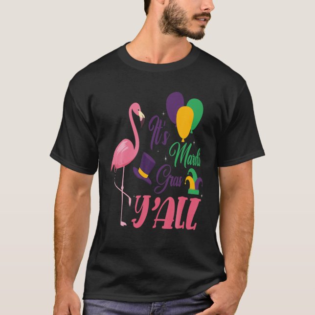 Mardi Gras 2022 Mask Carnival Flamingo T Shirt (Framsida)