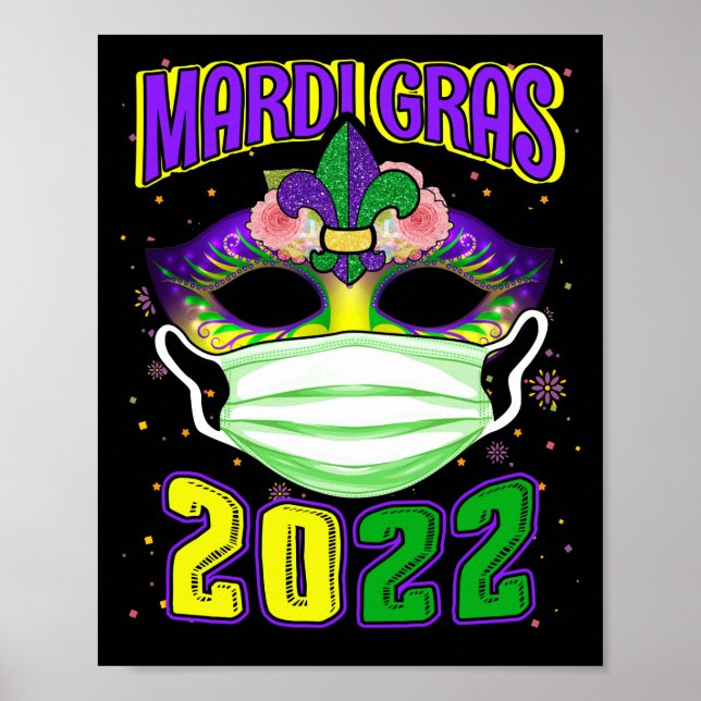 Mardi Gras 2022 med Ansikte maskfesstival Poster (Framsidan)