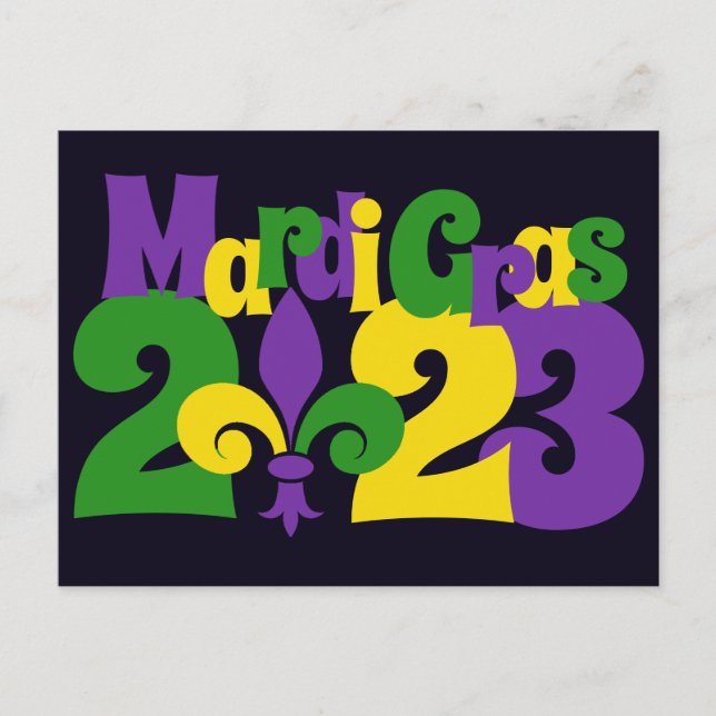 Mardi Gras 2023 fleur-de-lis Postcard Vykort (Framsida)