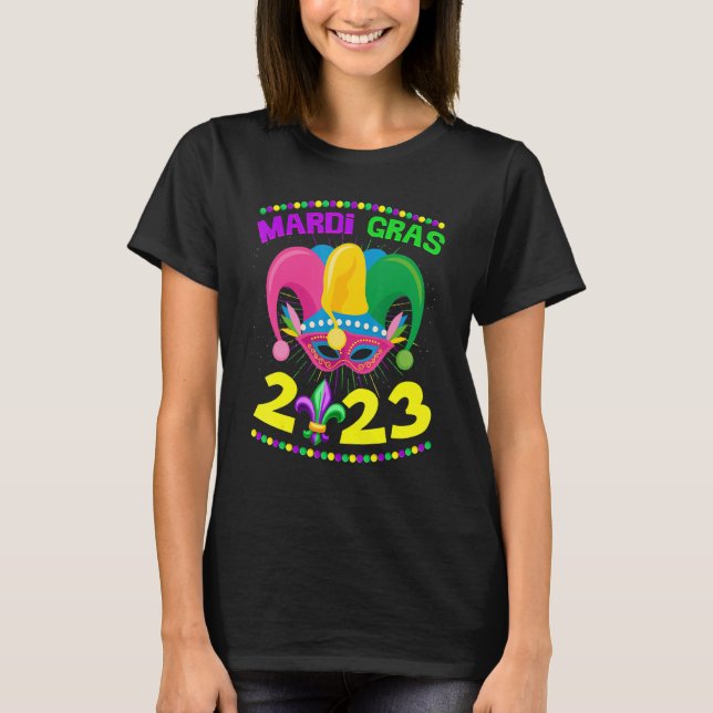 Mardi Gras 2023 Jester Outfit New Orleans Carnaval T Shirt (Framsida)