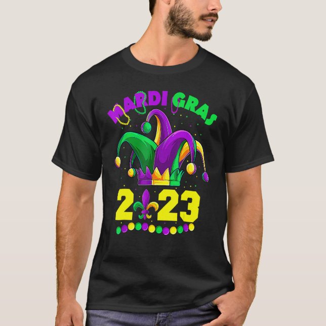 Mardi Gras 2023 Jester Outfit Shirt, Kids Girl Boy T Shirt (Framsida)