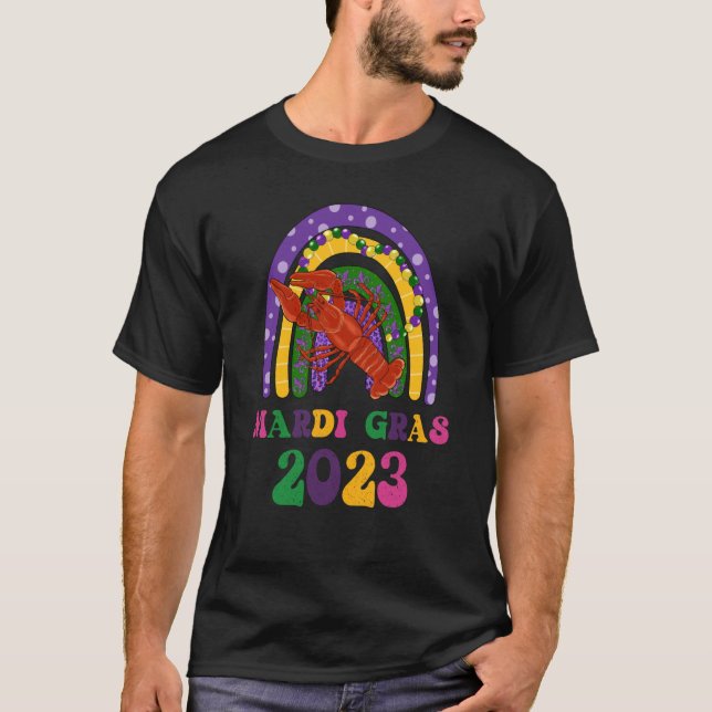 Mardi Gras 2023 Kräftor Rainbow Madri Gras Festiv T Shirt (Framsida)