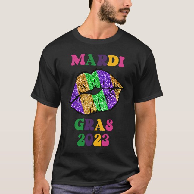 Mardi Gras 2023 Läppar för Women Carnival Costume  T Shirt (Framsida)