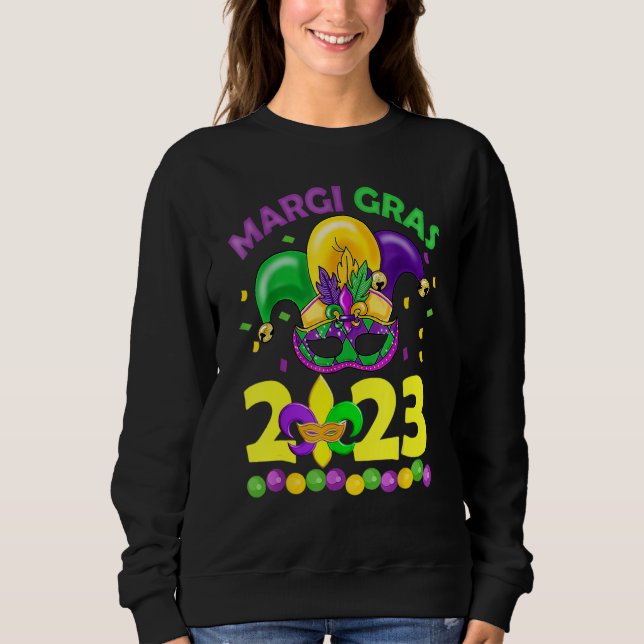 Mardi Gras 2023 Womens Girls Mask Beads New Orlean T Shirt (Framsida)