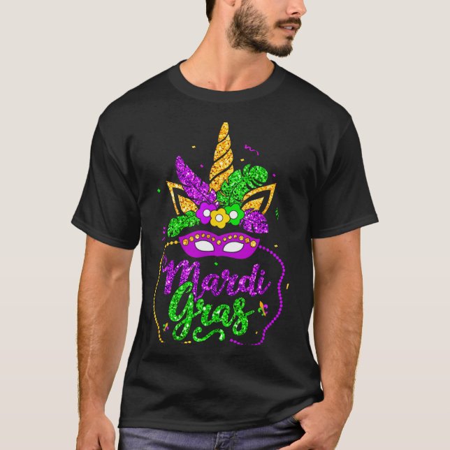 Mardi Gras 2024 Mask Beads New Orlean Party Women  T Shirt (Framsida)