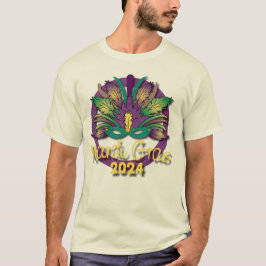Mardi Gras 2024 Mask T-shirt (vit)
