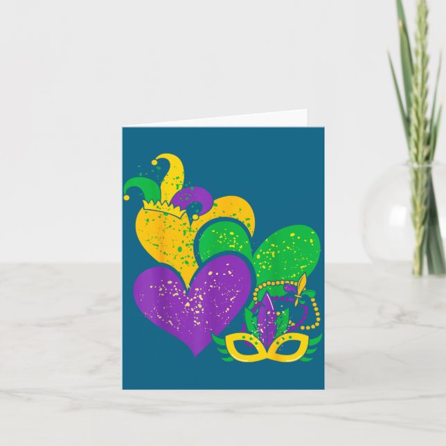 Mardi Gras 2025 Cute Hearts Valentine Women Girl K Kort (Framsida)