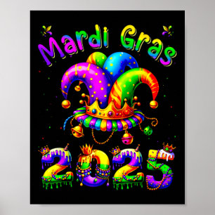 Mardi Gras 2025 Jester Outfit Kids Girls Boys Mana Poster