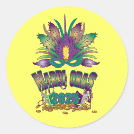 Mardi Gras 2025 Sticker Runt Klistermärke