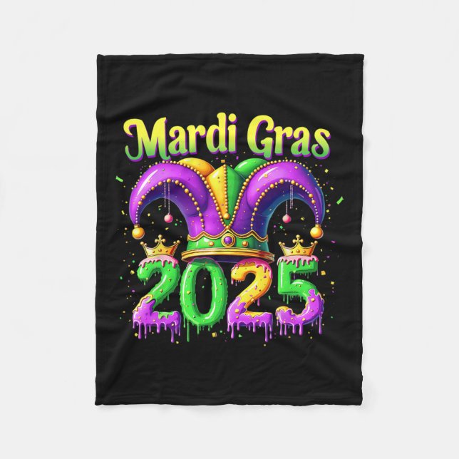 Mardi Gras 2025 Utfall för För manar kvinnor 1 Fleecefilt (Framsidan)